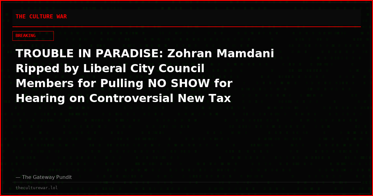 TROUBLE IN PARADISE: Zohran Mamdani Ripped by Liberal City Council Members for Pulling NO SHOW for Hearing on Controversial New Tax (VIDEO)