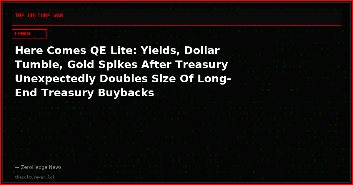 Here Comes QE Lite: Yields, Dollar Tumble, Gold Spikes After Treasury Unexpectedly Doubles Size Of Long-End Treasury Buybacks