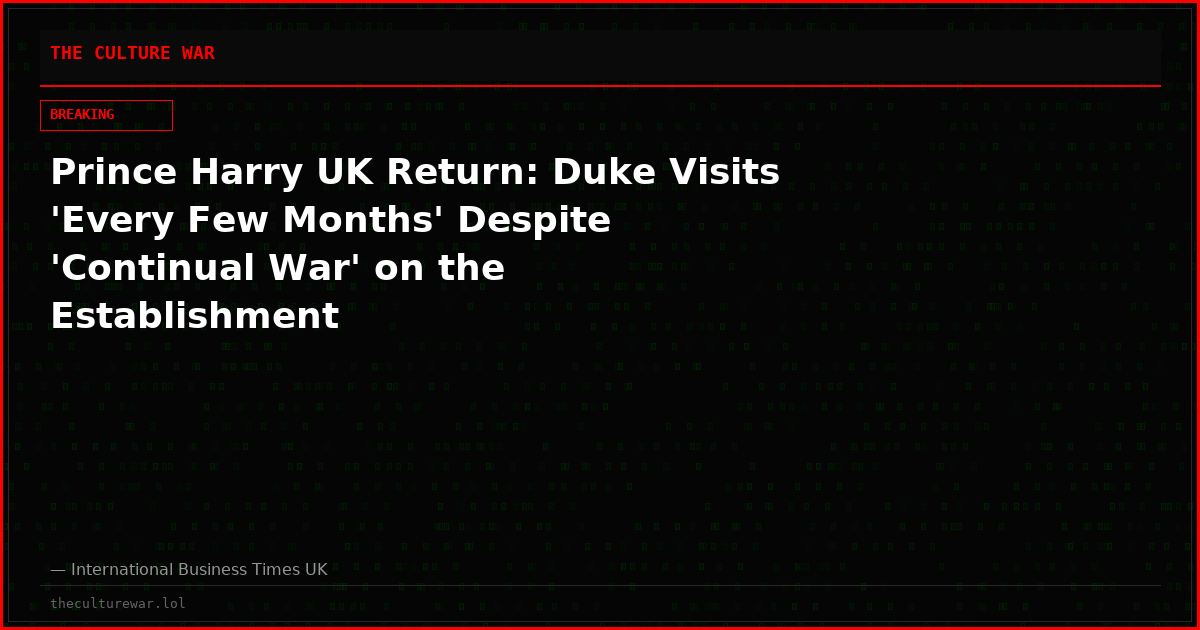 Prince Harry UK Return: Duke Visits 'Every Few Months' Despite 'Continual War' on the Establishment