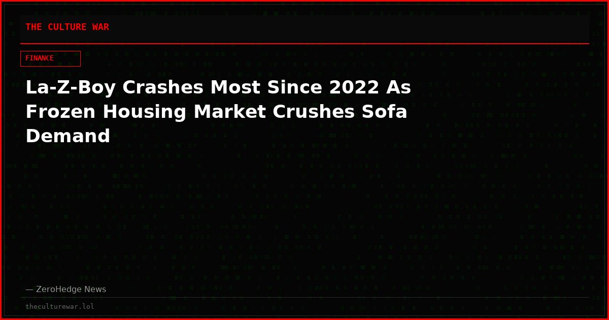 La-Z-Boy Crashes Most Since 2022 As Frozen Housing Market Crushes Sofa Demand