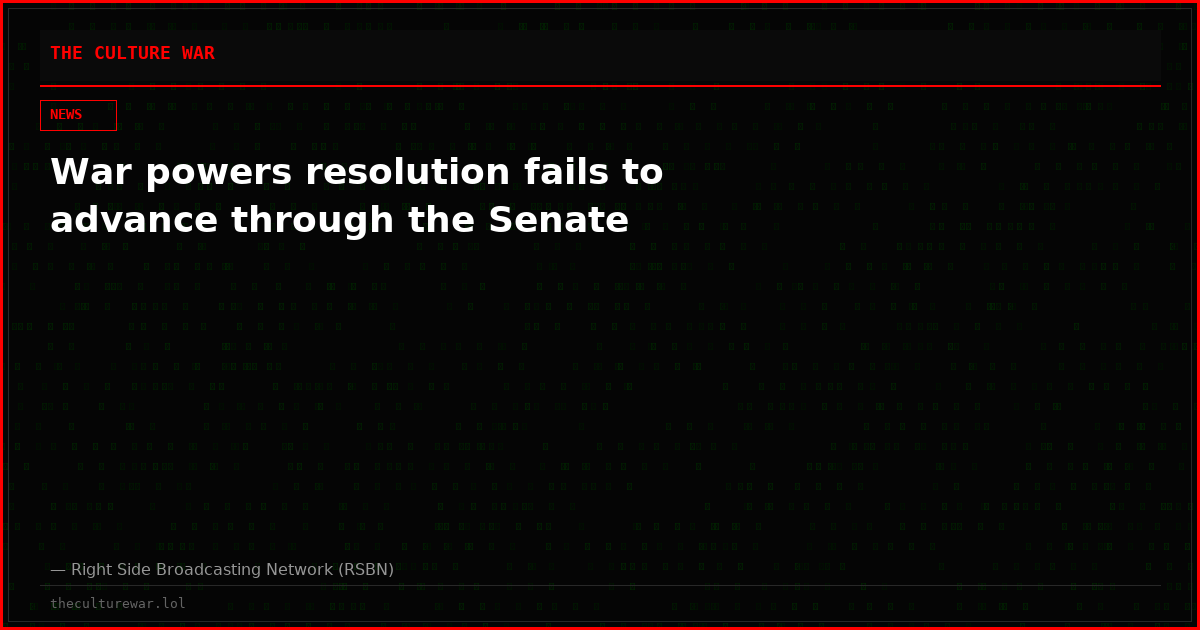War powers resolution fails to advance through the Senate