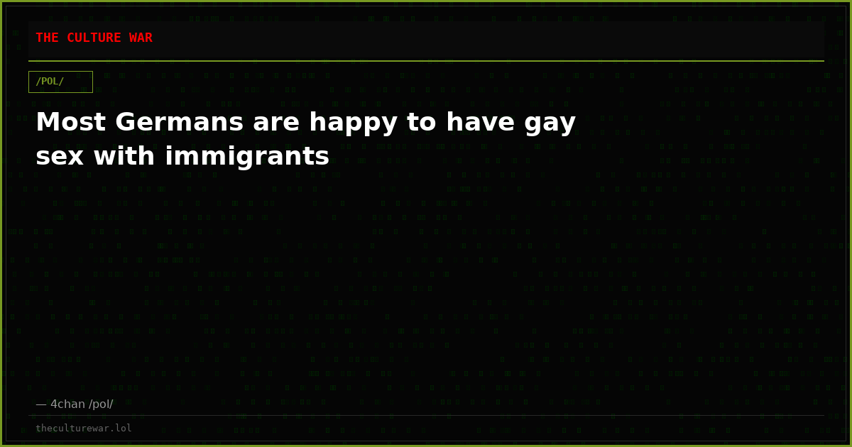 Most Germans are happy to have gay sex with immigrants