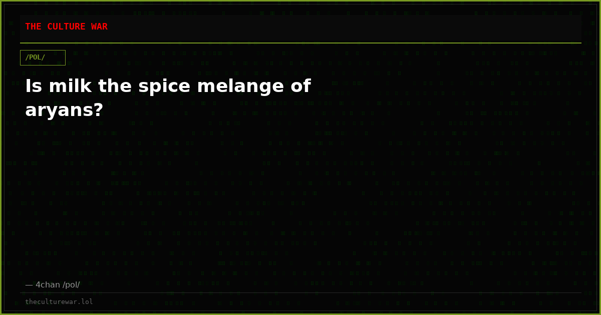 Is milk the spice melange of aryans?