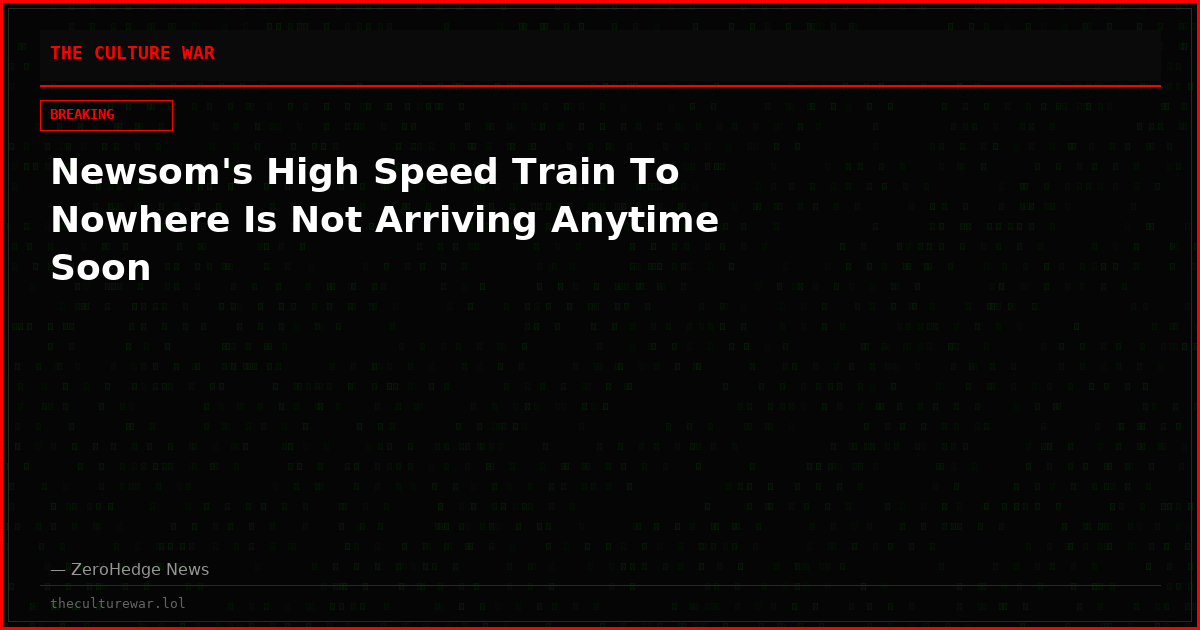 Newsom's High Speed Train To Nowhere Is Not Arriving Anytime Soon