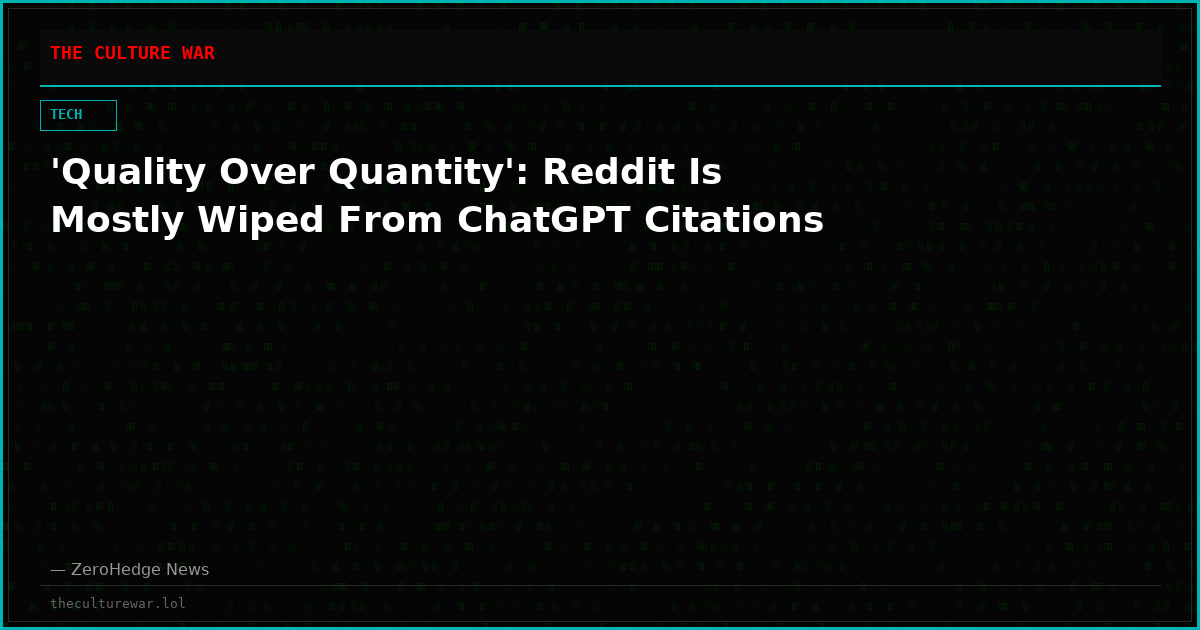 'Quality Over Quantity': Reddit Is Mostly Wiped From ChatGPT Citations