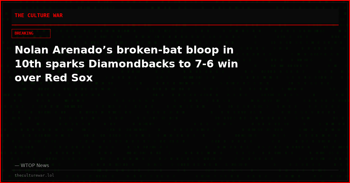 Nolan Arenado’s broken-bat bloop in 10th sparks Diamondbacks to 7-6 win over Red Sox