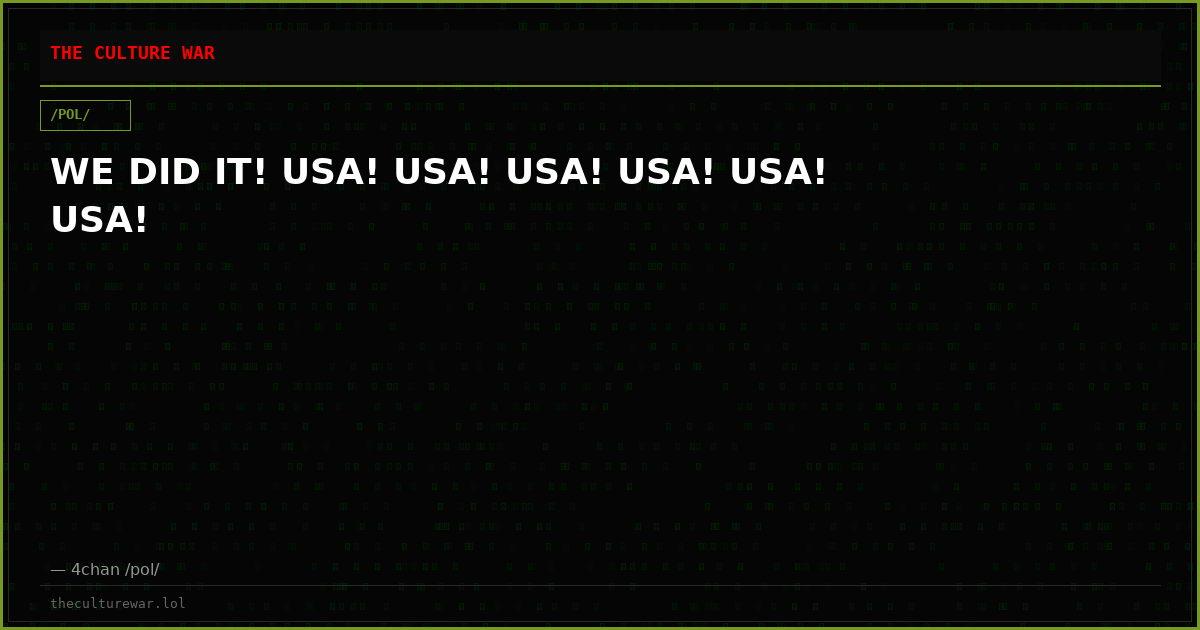 WE DID IT! USA! USA! USA! USA! USA! USA!