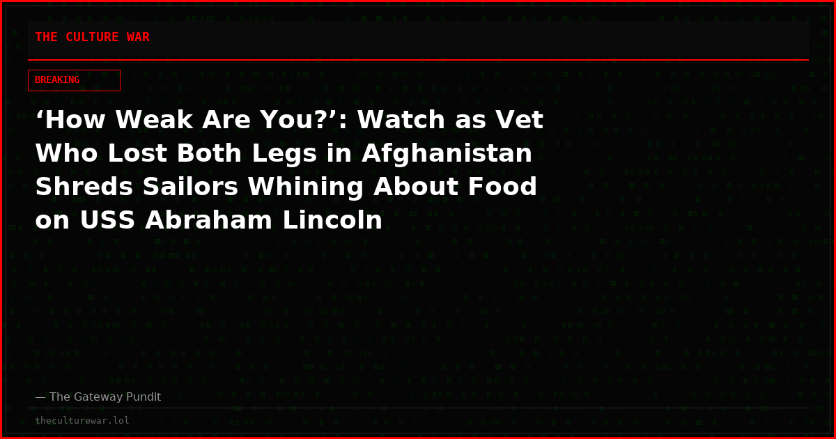 ‘How Weak Are You?’: Watch as Vet Who Lost Both Legs in Afghanistan Shreds Sailors Whining About Food on USS Abraham Lincoln