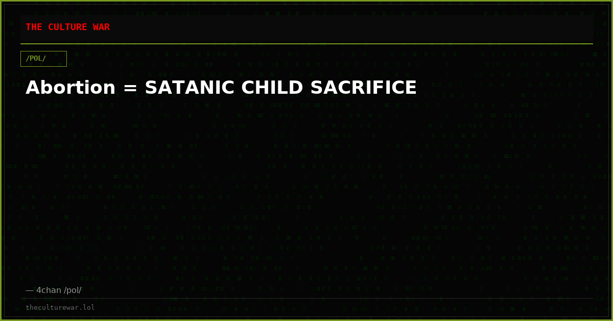 Abortion = SATANIC CHILD SACRIFICE