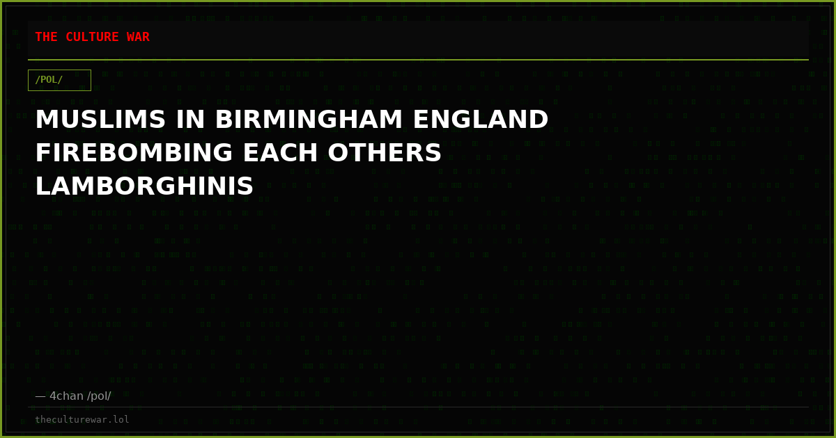 MUSLIMS IN BIRMINGHAM ENGLAND FIREBOMBING EACH OTHERS LAMBORGHINIS
