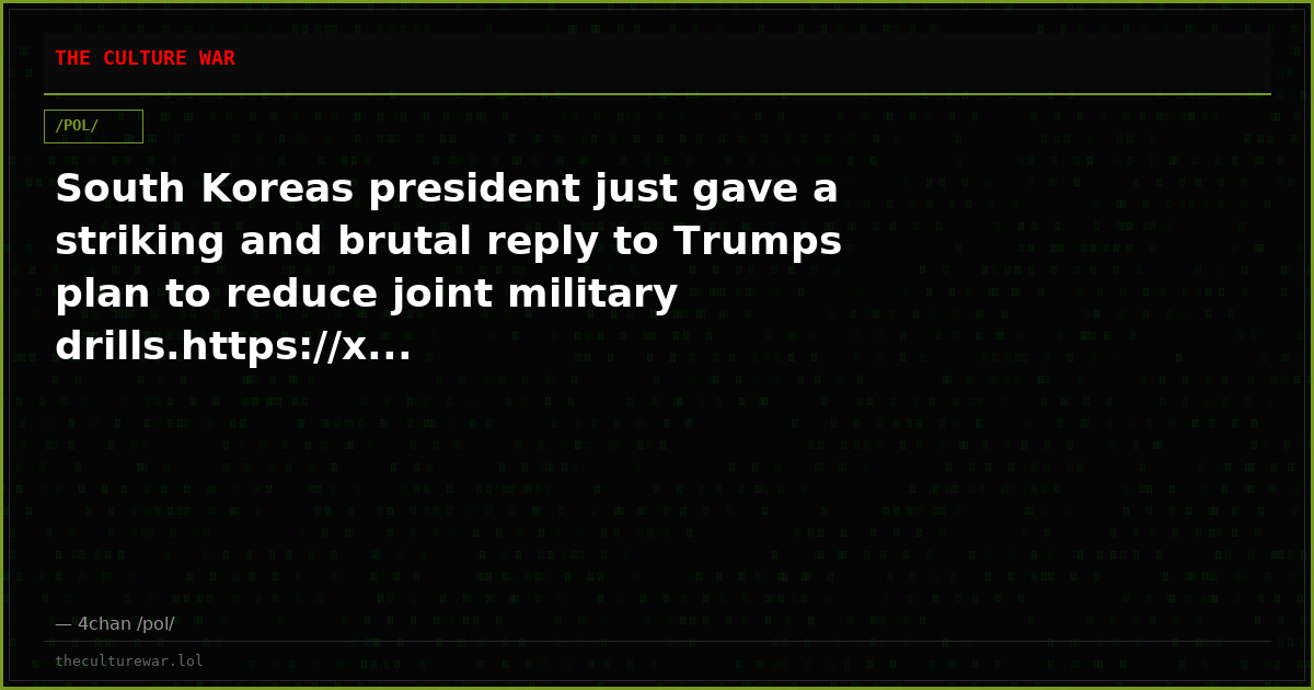 South Koreas president just gave a striking and brutal reply to Trumps plan to reduce joint military drills.https://x...