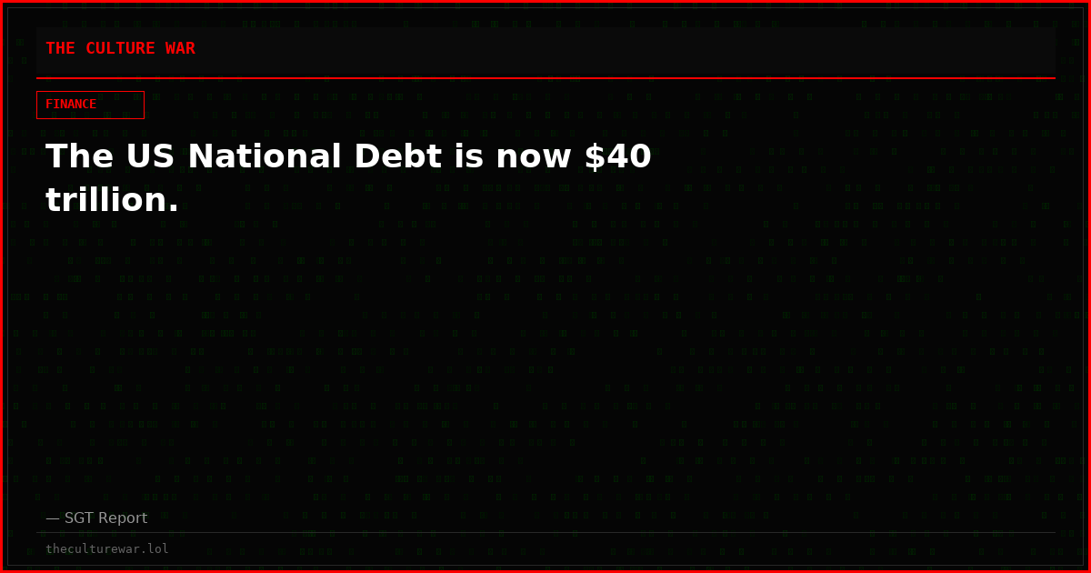The US National Debt is now $40 trillion.