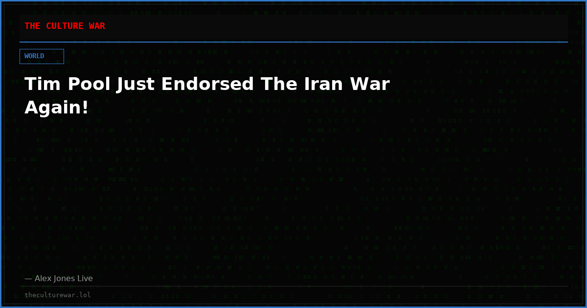 Tim Pool Just Endorsed The Iran War Again!