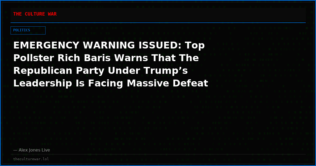EMERGENCY WARNING ISSUED: Top Pollster Rich Baris Warns That The Republican Party Under Trump’s Leadership Is Facing Massive Defeat In The Midterms Because Of Trump’s Bizarre Self-Destructive Actions!
