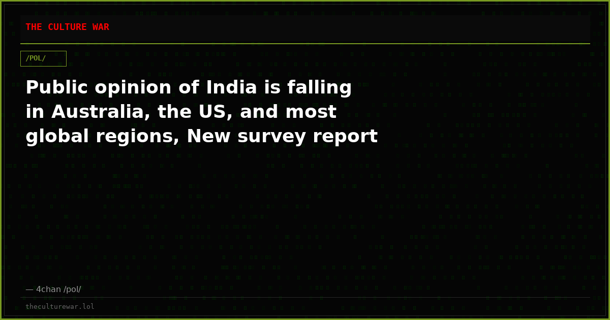 Public opinion of India is falling in Australia, the US, and most global regions, New survey report
