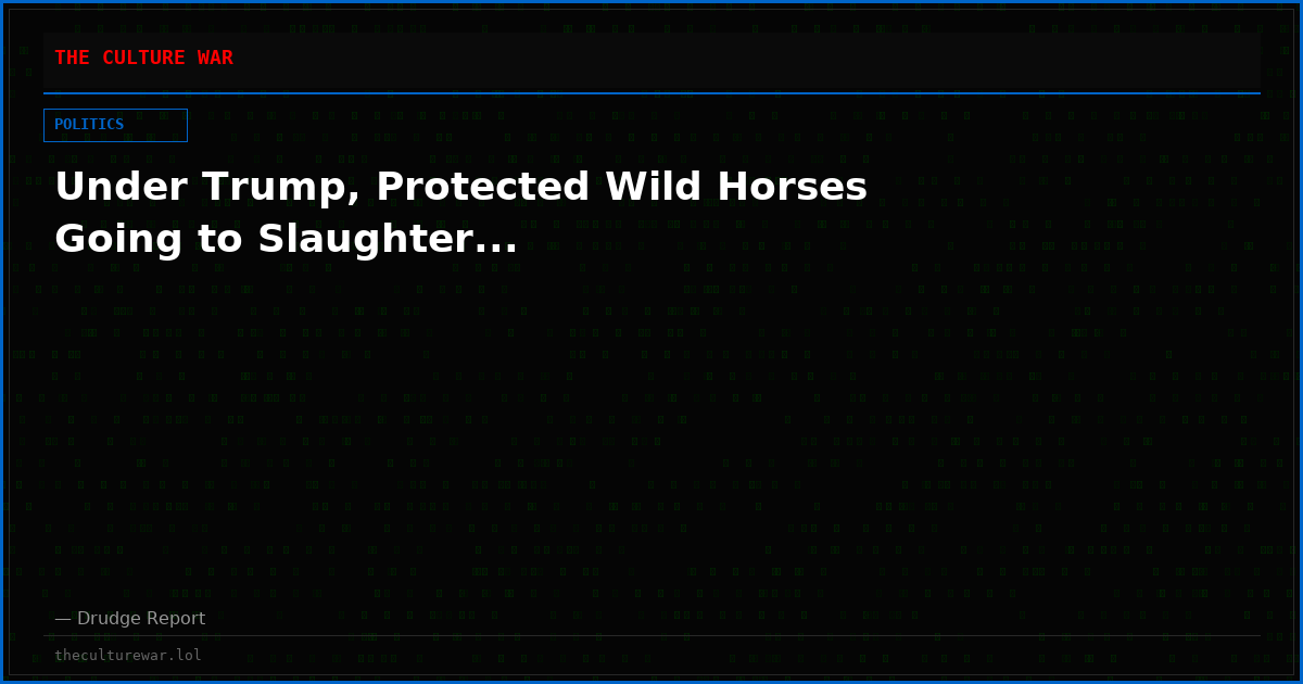 Under Trump, Protected Wild Horses Going to Slaughter...