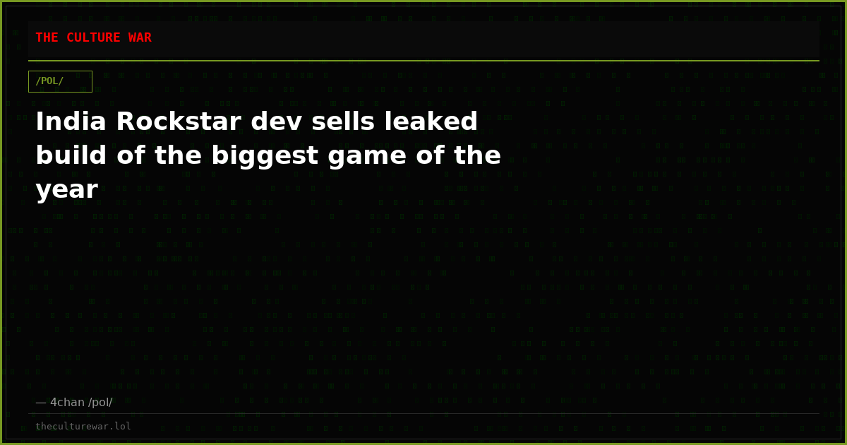 India Rockstar dev sells leaked build of the biggest game of the year