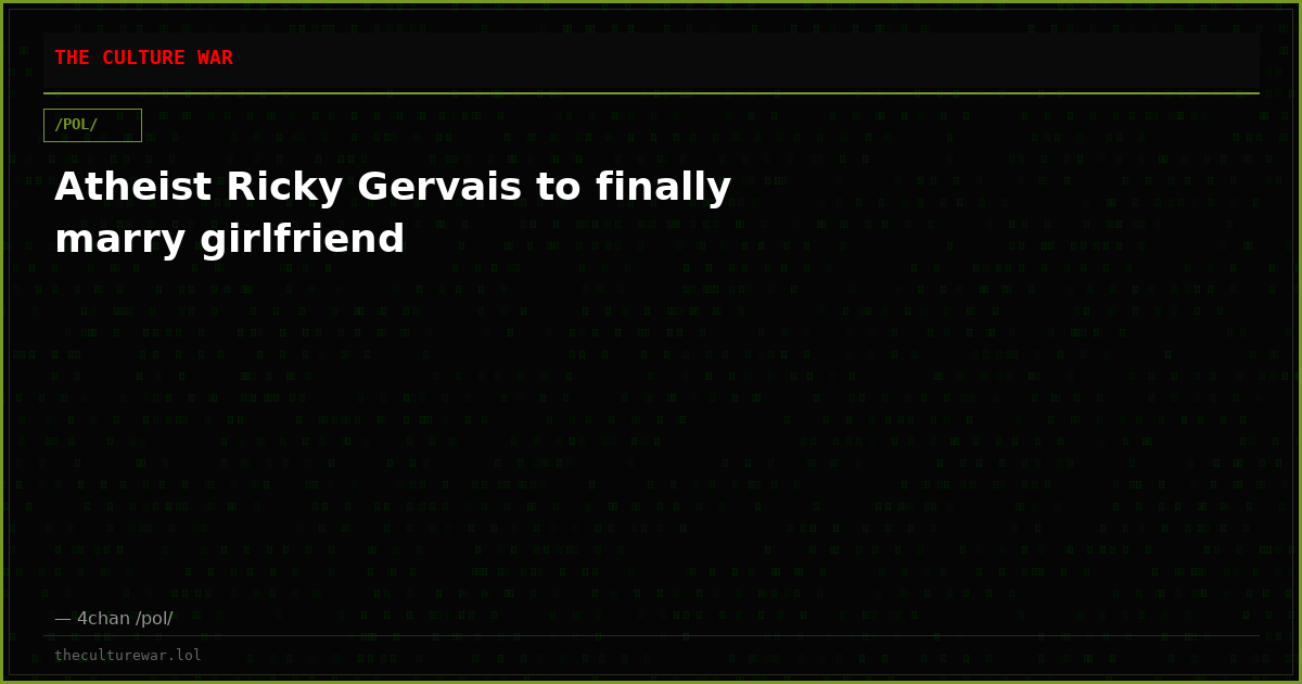 Atheist Ricky Gervais to finally marry girlfriend