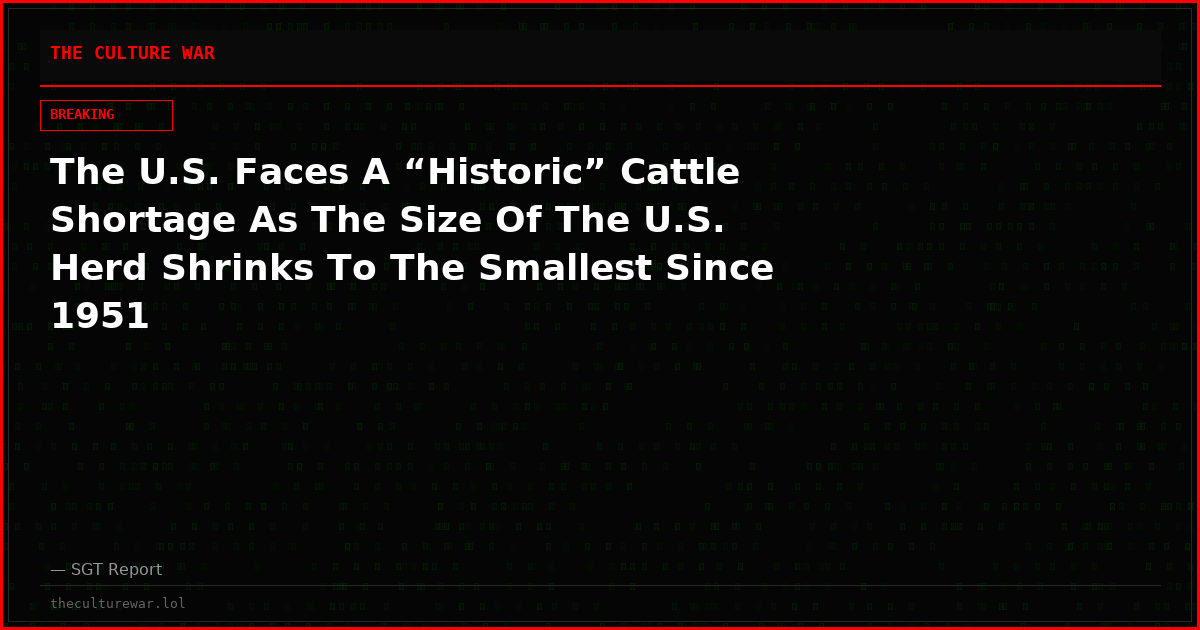 The U.S. Faces A “Historic” Cattle Shortage As The Size Of The U.S. Herd Shrinks To The Smallest Since 1951