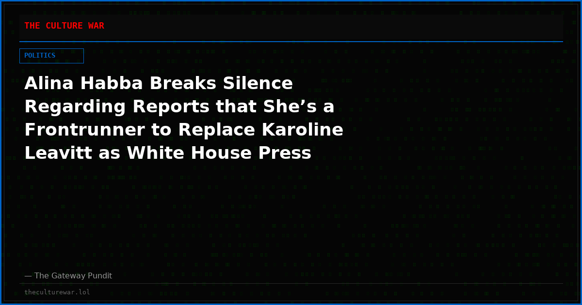 Alina Habba Breaks Silence Regarding Reports that She’s a Frontrunner to Replace Karoline Leavitt as White House Press Secretary