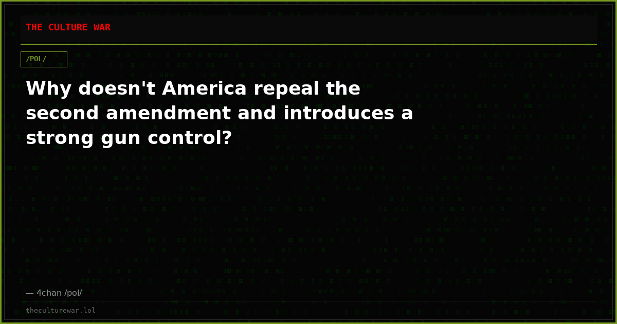 Why doesn't America repeal the second amendment and introduces a strong gun control?