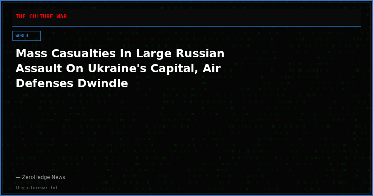 Mass Casualties In Large Russian Assault On Ukraine's Capital, Air Defenses Dwindle