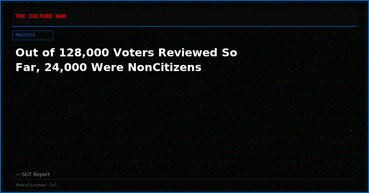 Out of 128,000 Voters Reviewed So Far, 24,000 Were NonCitizens