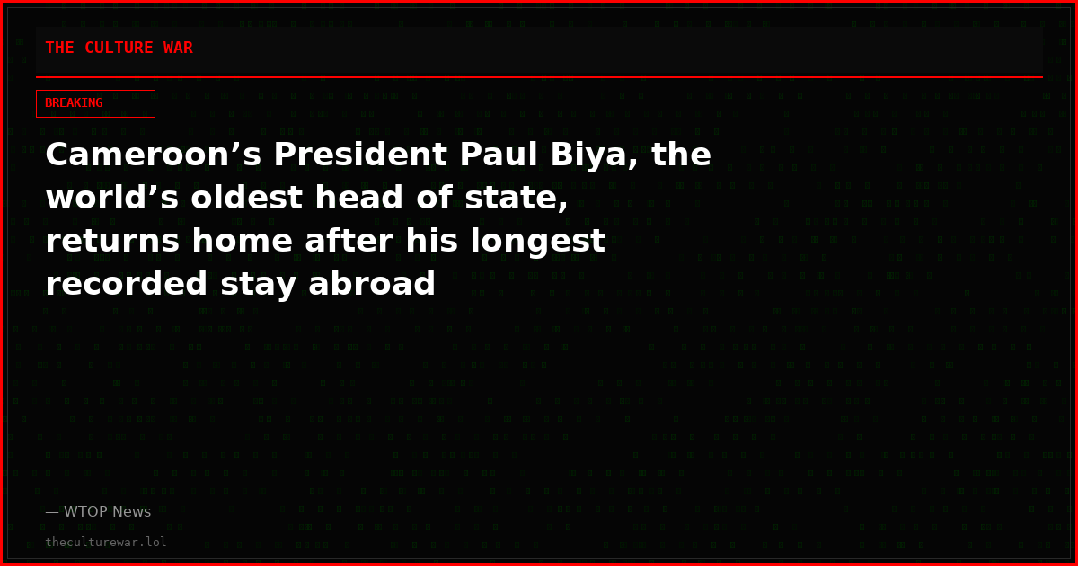 Cameroon’s President Paul Biya, the world’s oldest head of state, returns home after his longest recorded stay abroad