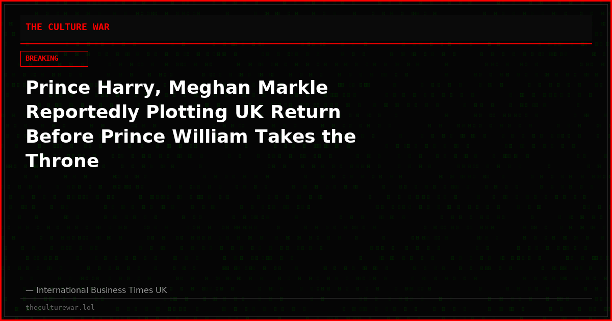Prince Harry, Meghan Markle Reportedly Plotting UK Return Before Prince William Takes the Throne