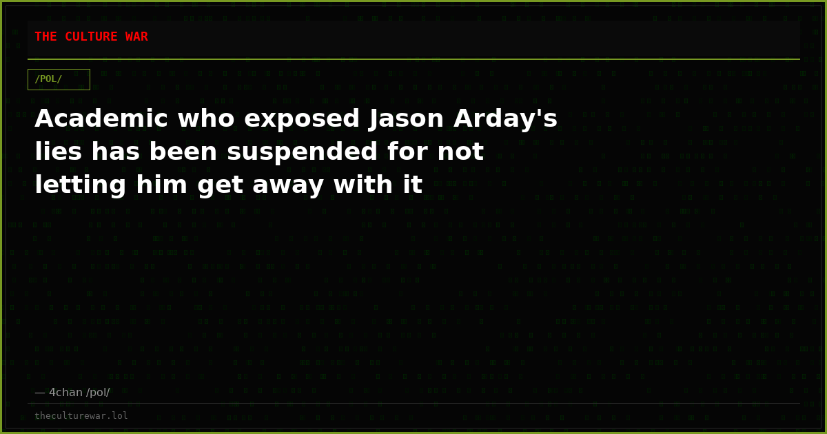 Academic who exposed Jason Arday's lies has been suspended for not letting him get away with it