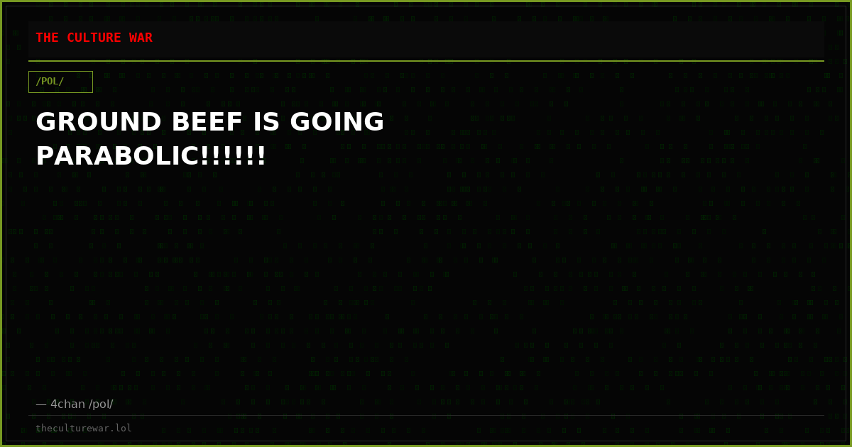 GROUND BEEF IS GOING PARABOLIC!!!!!!