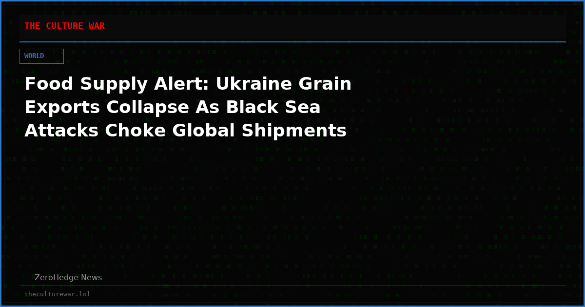 Food Supply Alert: Ukraine Grain Exports Collapse As Black Sea Attacks Choke Global Shipments