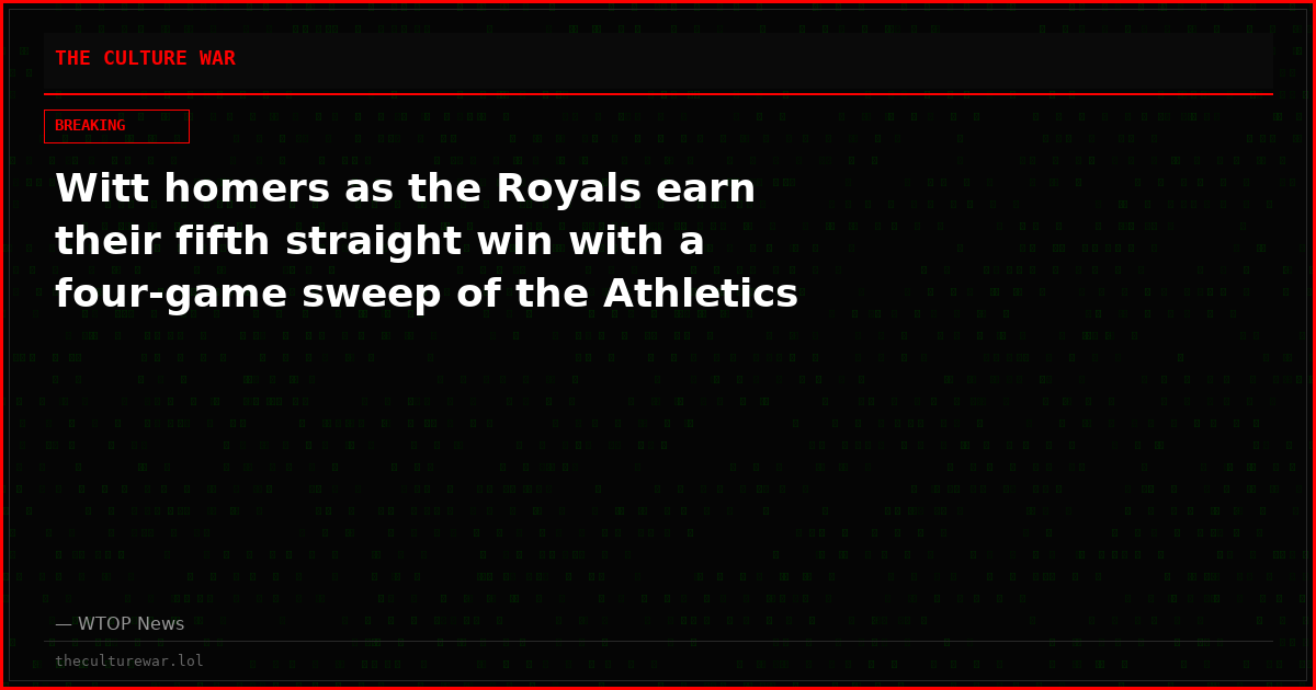 Witt homers as the Royals earn their fifth straight win with a four-game sweep of the Athletics