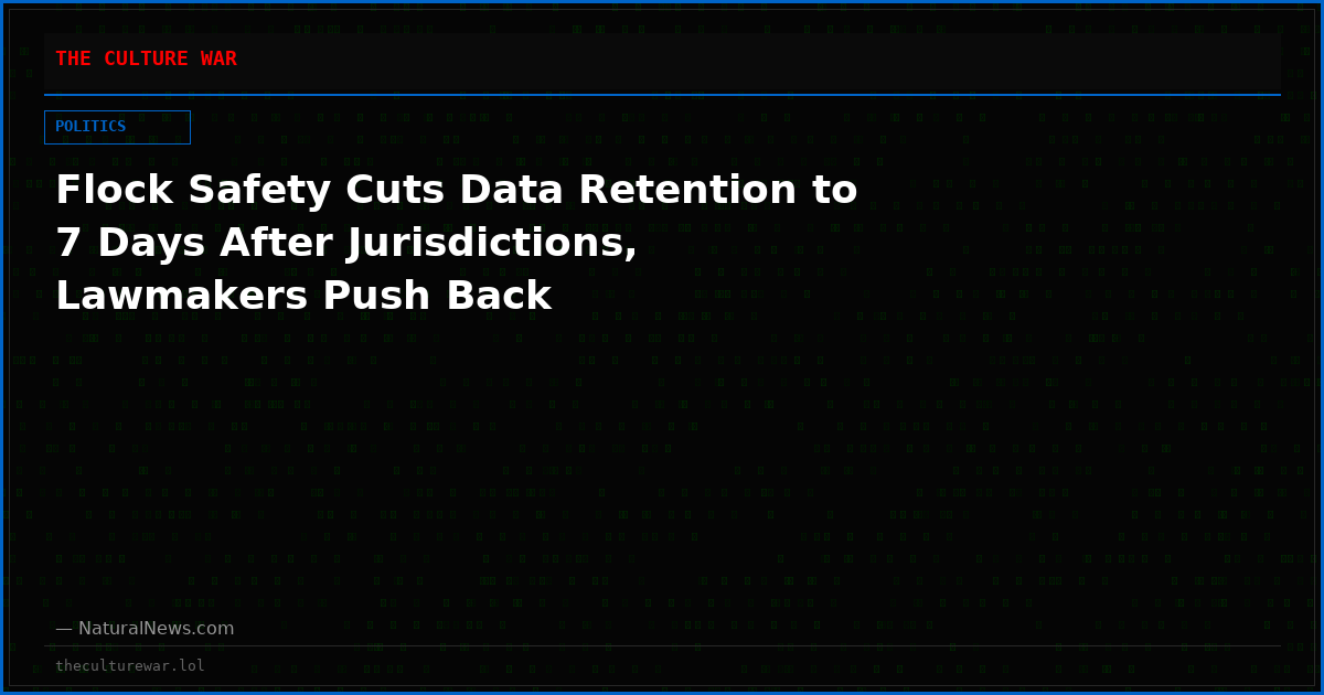 Flock Safety Cuts Data Retention to 7 Days After Jurisdictions, Lawmakers Push Back