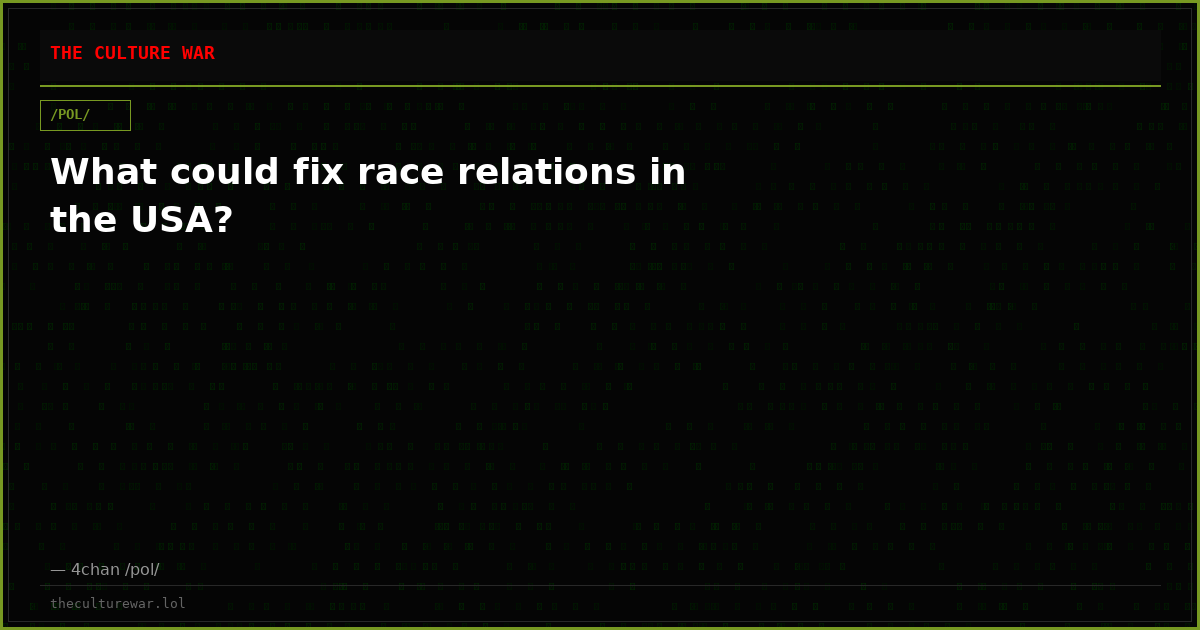 What could fix race relations in the USA?