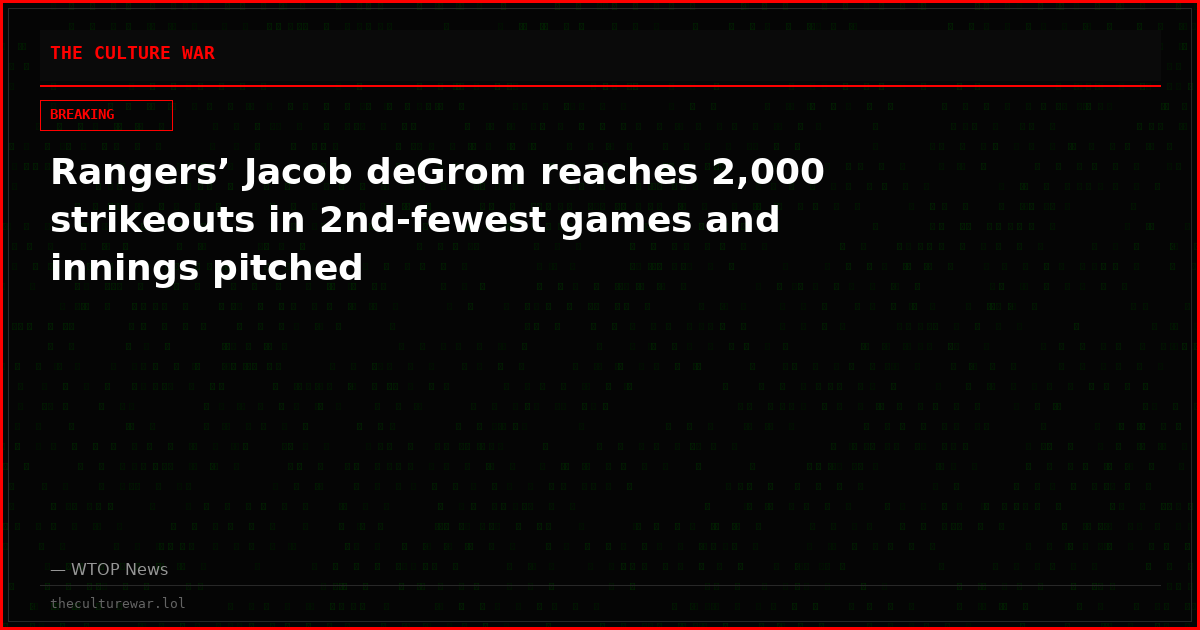 Rangers’ Jacob deGrom reaches 2,000 strikeouts in 2nd-fewest games and innings pitched
