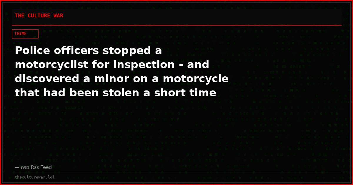 Police officers stopped a motorcyclist for inspection - and discovered a minor on a motorcycle that had been stolen a short time before