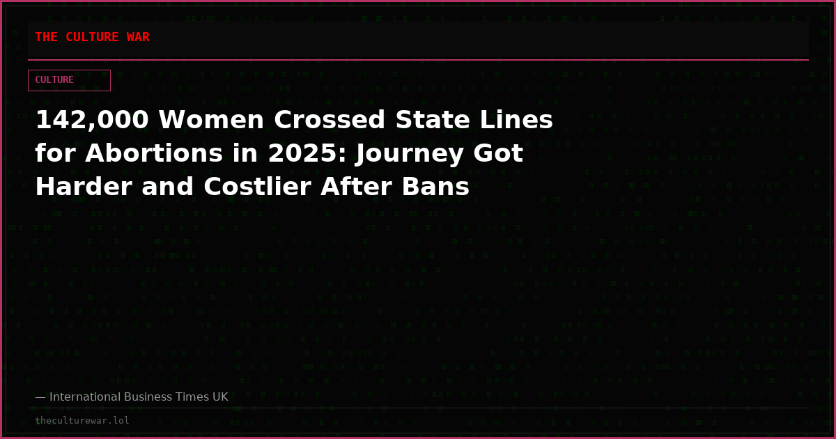 142,000 Women Crossed State Lines for Abortions in 2025: Journey Got Harder and Costlier After Bans