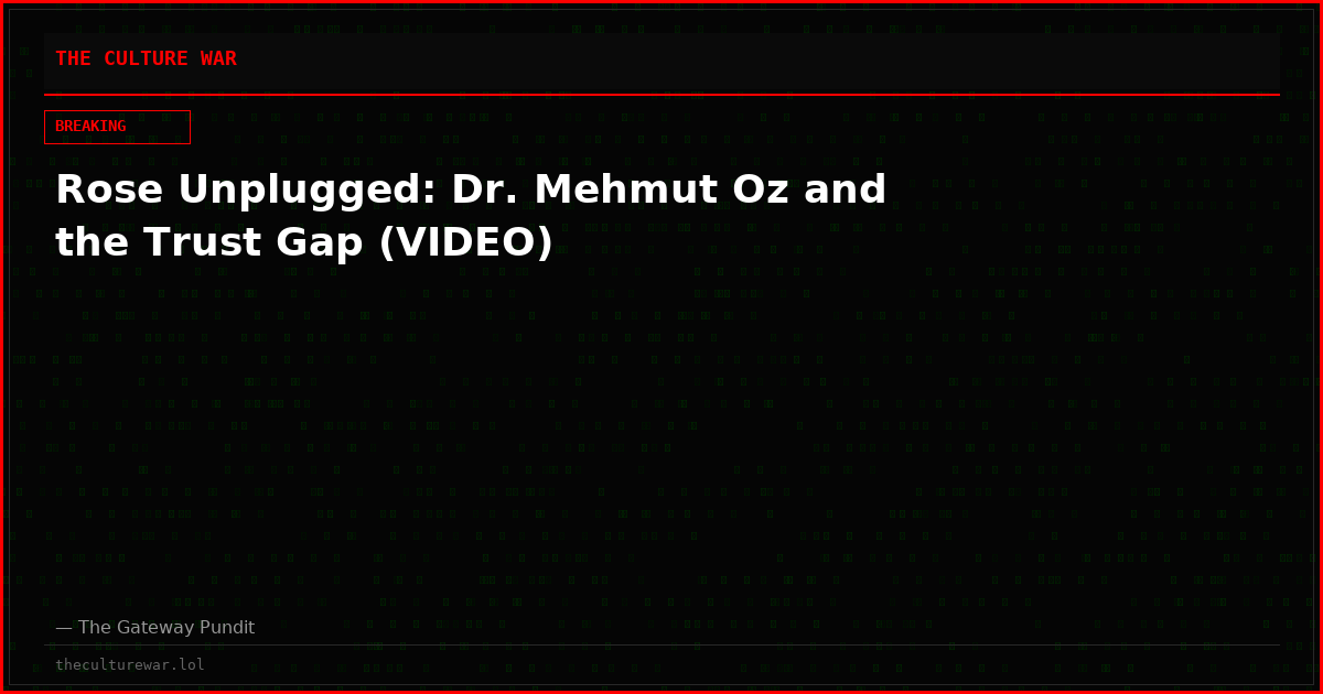 Rose Unplugged: Dr. Mehmut Oz and the Trust Gap (VIDEO)