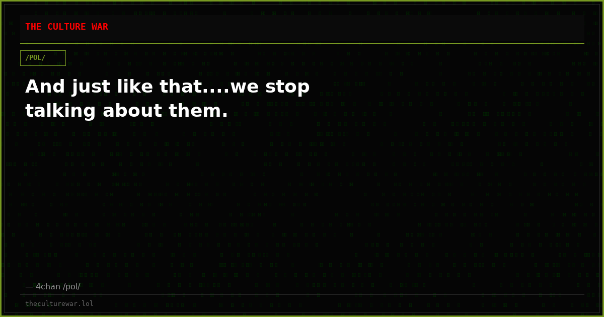 And just like that....we stop talking about them.