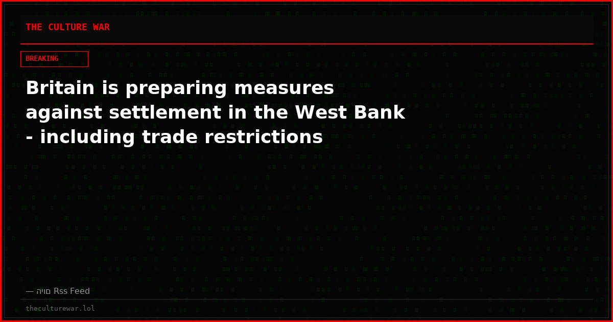 Britain is preparing measures against settlement in the West Bank - including trade restrictions