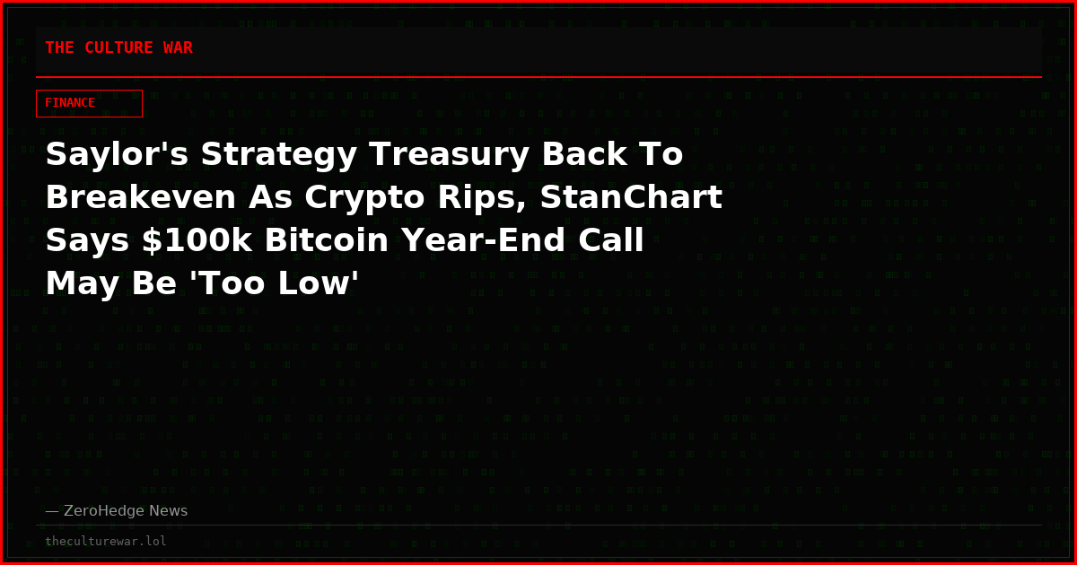 Saylor's Strategy Treasury Back To Breakeven As Crypto Rips, StanChart Says $100k Bitcoin Year-End Call May Be 'Too Low'