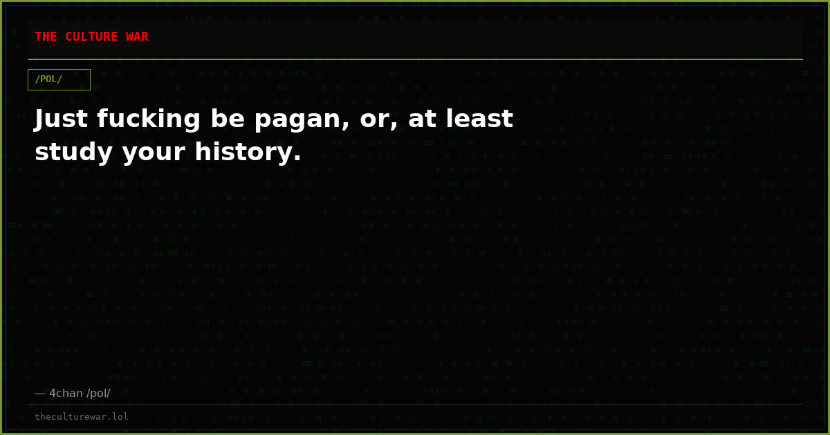 Just fucking be pagan, or, at least study your history.
