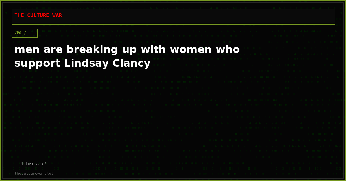 men are breaking up with women who support Lindsay Clancy