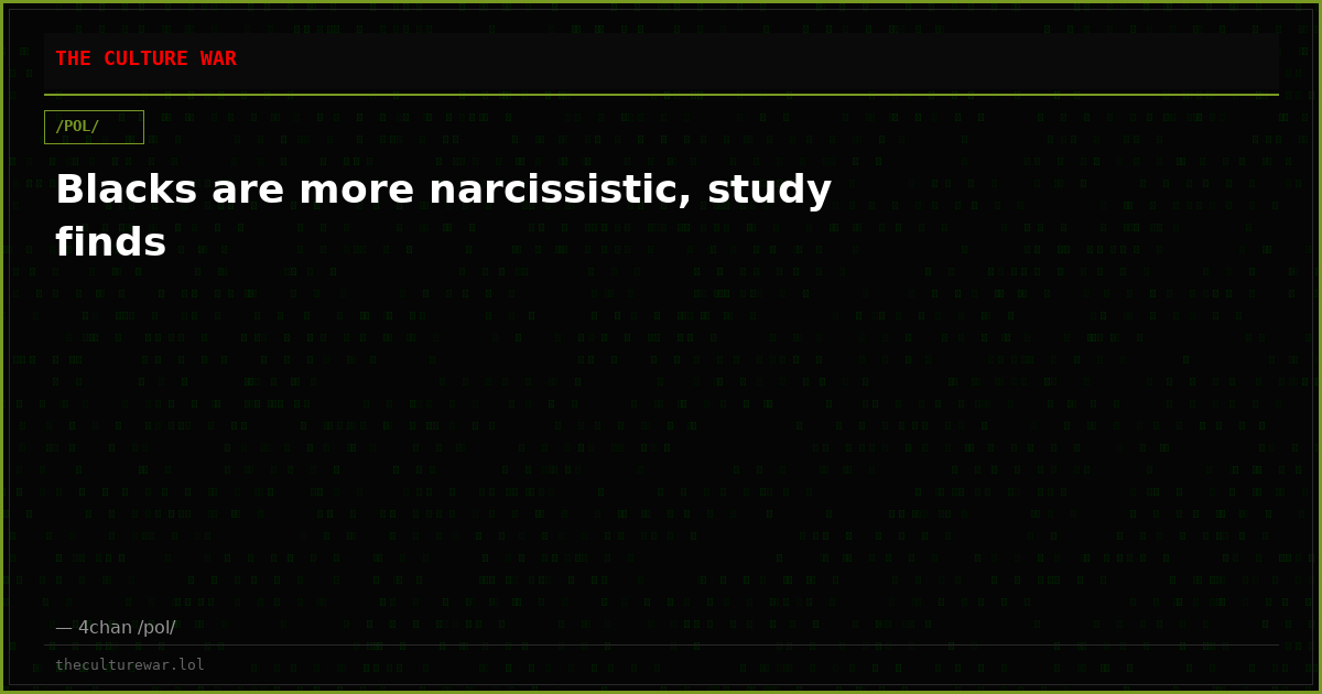 Blacks are more narcissistic, study finds