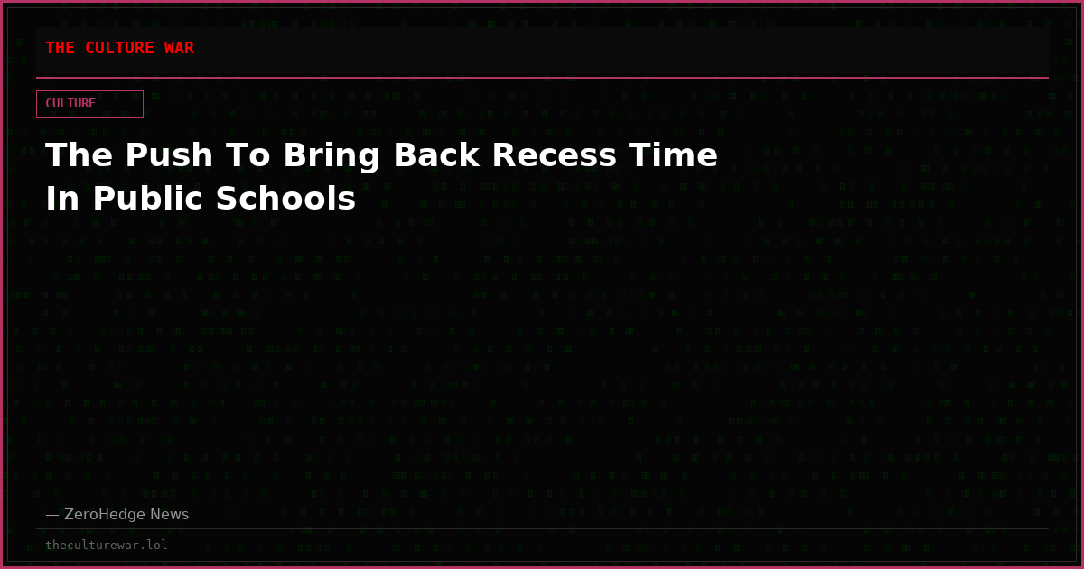 The Push To Bring Back Recess Time In Public Schools