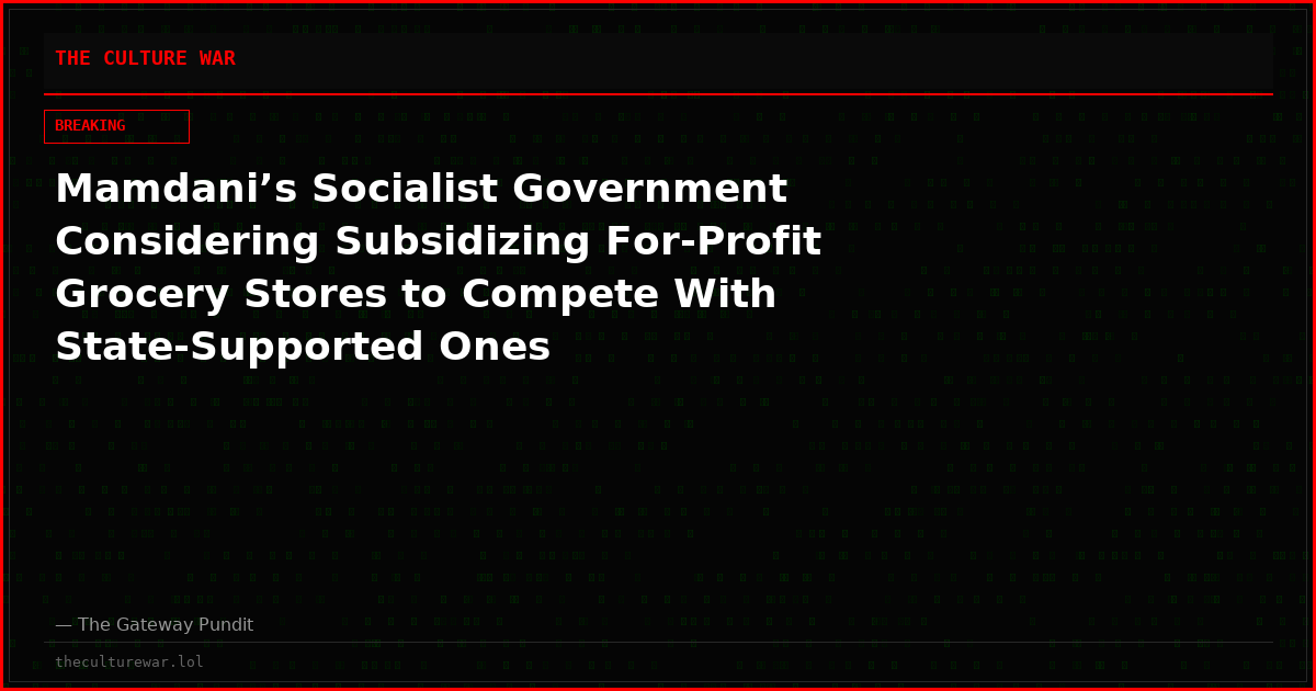 Mamdani’s Socialist Government Considering Subsidizing For-Profit Grocery Stores to Compete With State-Supported Ones