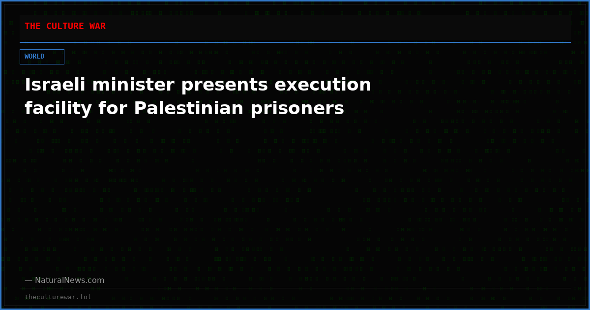 Israeli minister presents execution facility for Palestinian prisoners