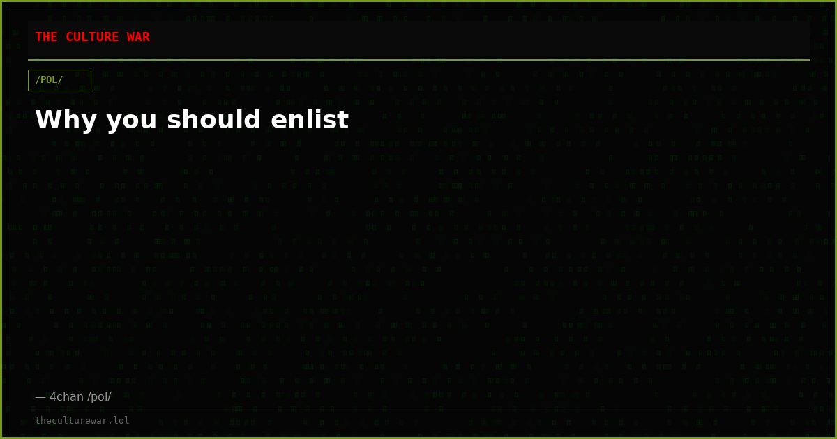 Why you should enlist