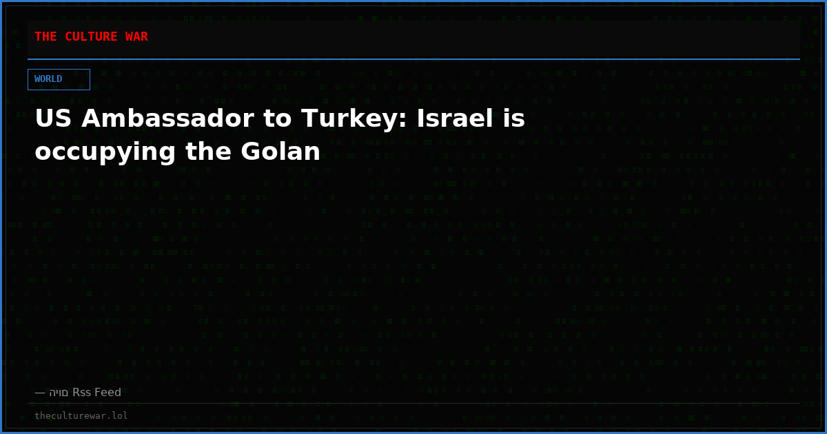 US Ambassador to Turkey: Israel is occupying the Golan